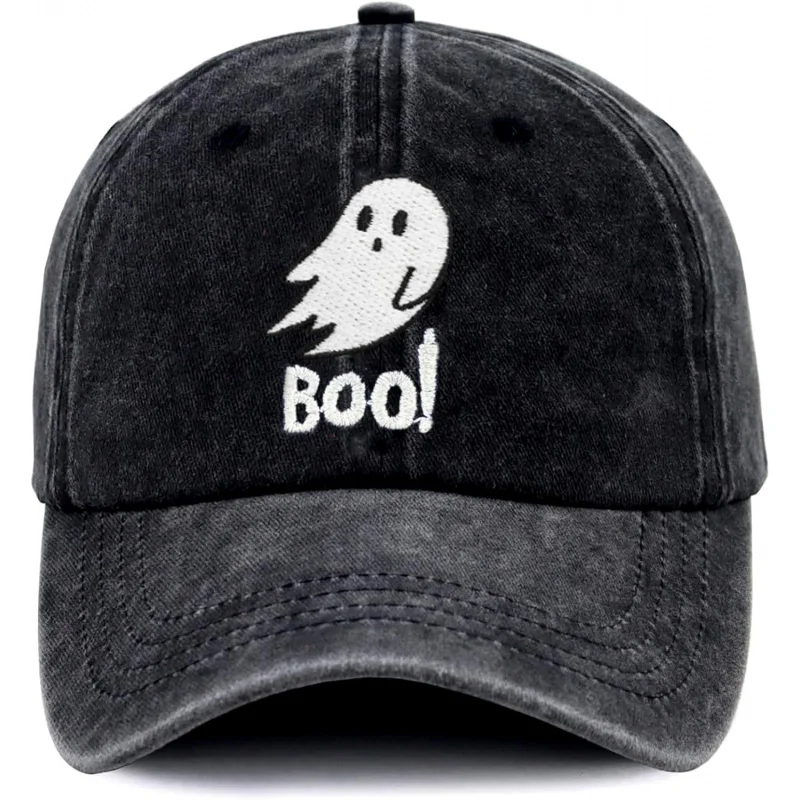 

Halloween men's and women's adjustable black baseball caps, suitable for embroidered washed cotton truck driver dad hats