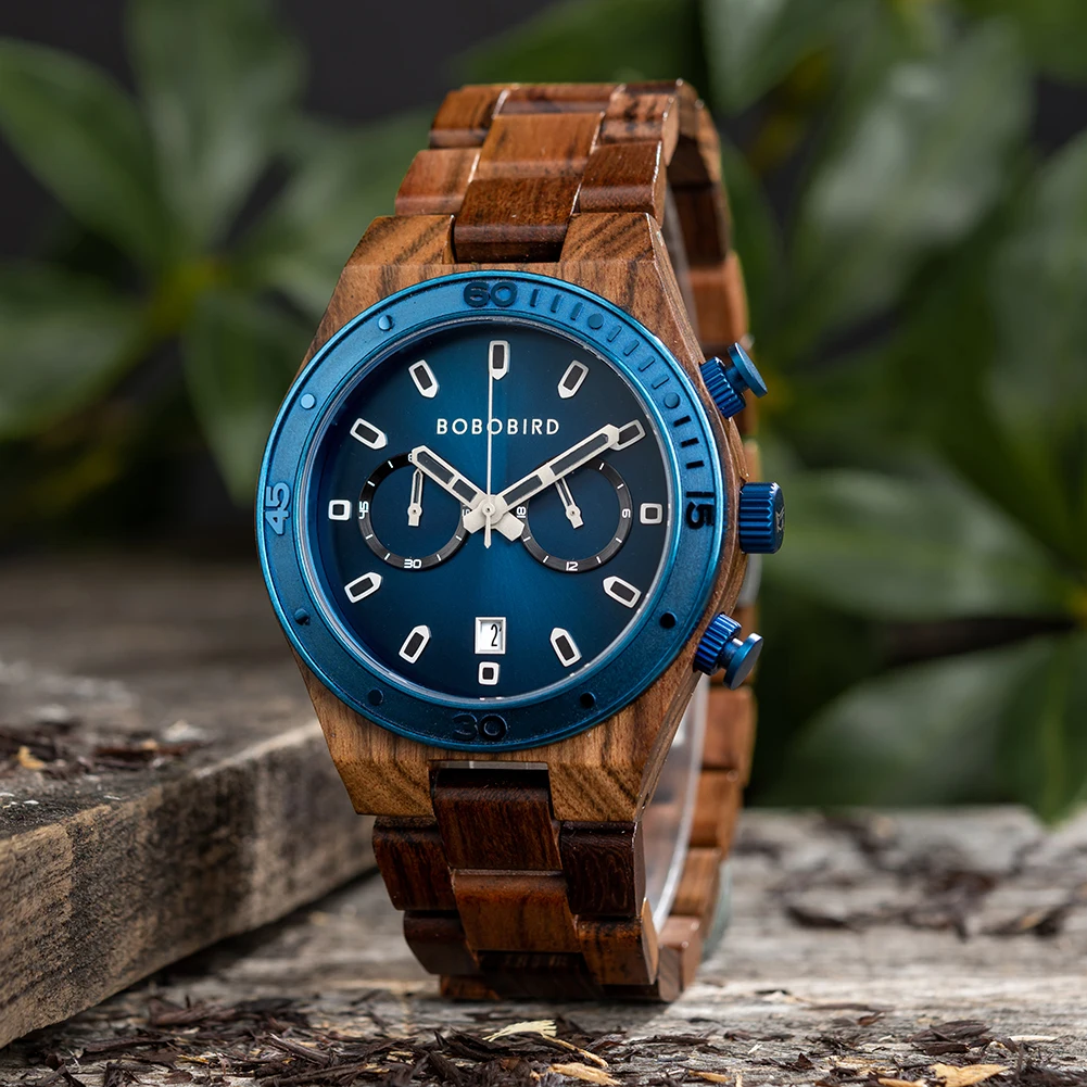 

BOBO BIRD Men's Watch Luxury Fashion Wooden Quartz Wristwatches for Men Date Chronograph Sport Watch Custom Logo Dropshipping