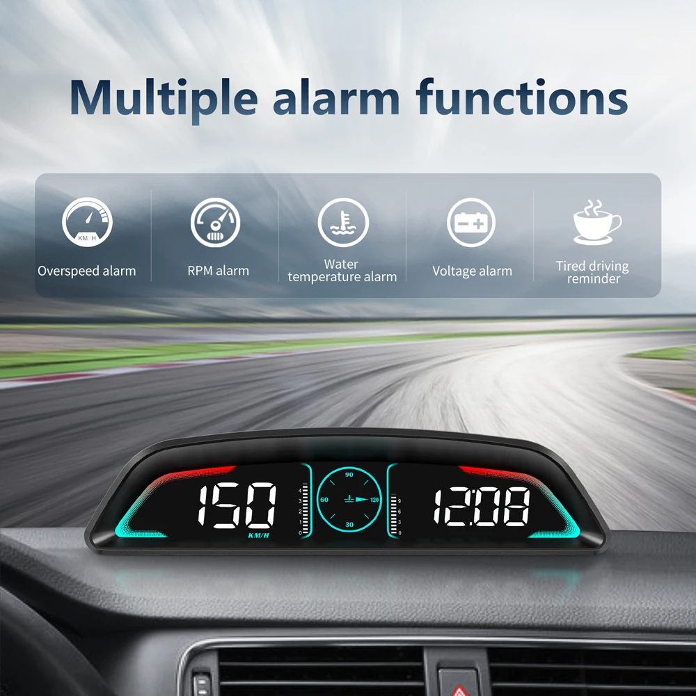 Medidor multi obd b3 head up display velocidade rpm temperatura da água tempo de consumo de combustível com alarme de tensão de excesso de velocidade lembrete de unidade