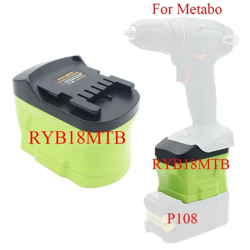 RYB18MTB Converter Adapter for Ryobi Lithium Battery for Metabo 18V Battery for Metabo Cordless Power Tool Drill Drivers Hammer