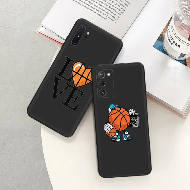 Phone Case for Samsung A35 5G A55 A02 A03 A04 A05 S8 S9 Note10 Plus 9 8 a05s a04e Love Play Basketball Soft Black Silicone Cover