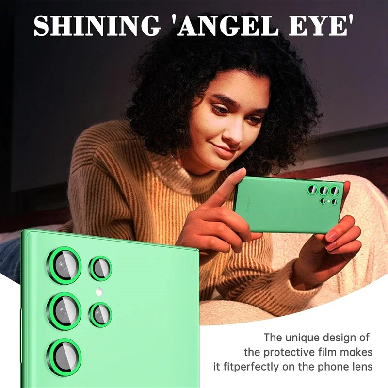 Night Light Luminous Metal Ring Glass Camera Lens Protector For Samsung Galaxy S24 S22 Ultra S23 Plus S24Ultra Lens Film Cover