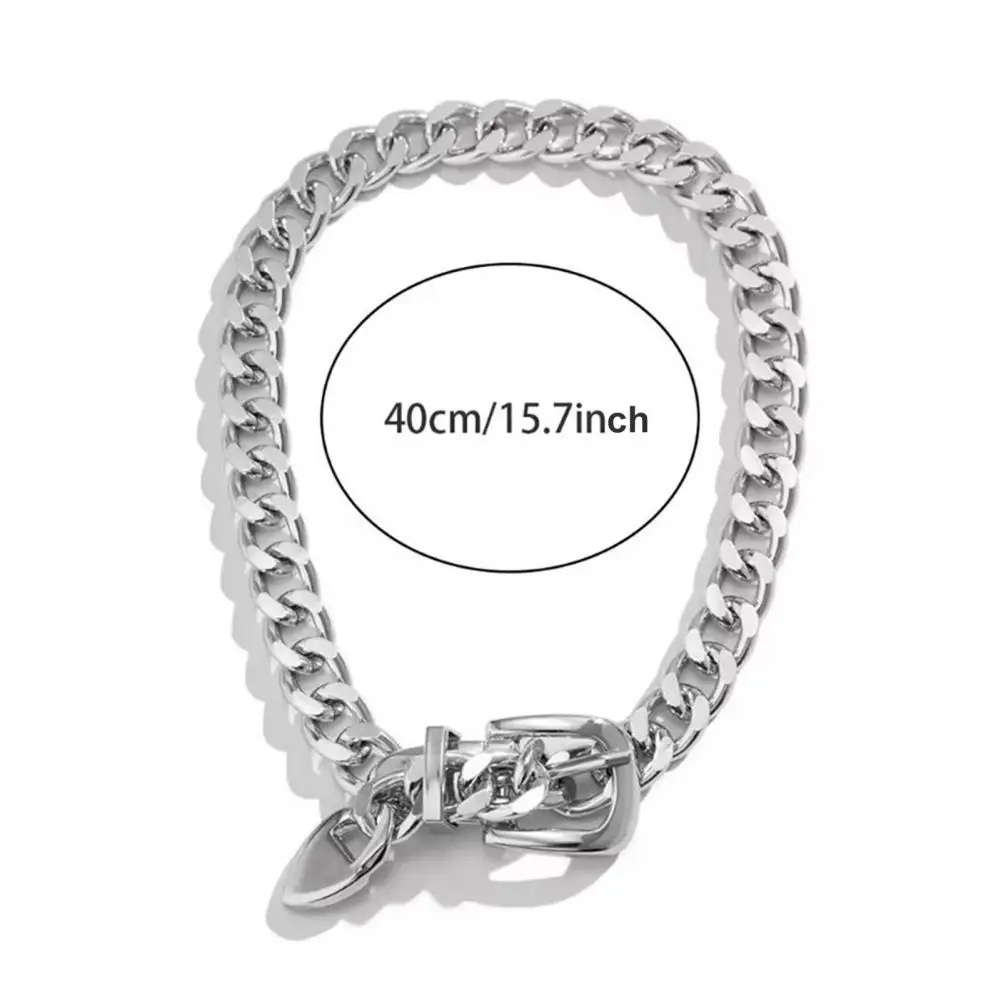 Rust-resistant Necklace Women Necklace Fine Punk Lock Link Chain Retro Party Jewelry Gift Adjustable Belt Buckle for Stylish