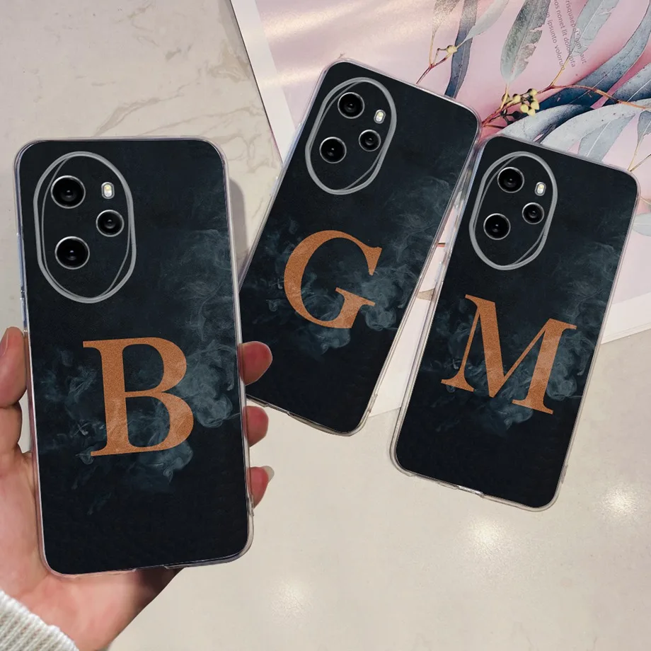 Initials Latter Printed Casing For Honor 100 Pro 5G Case Etui Soft Clear Fundas With Letter Pattern On Huawei Honor 100 100Pro