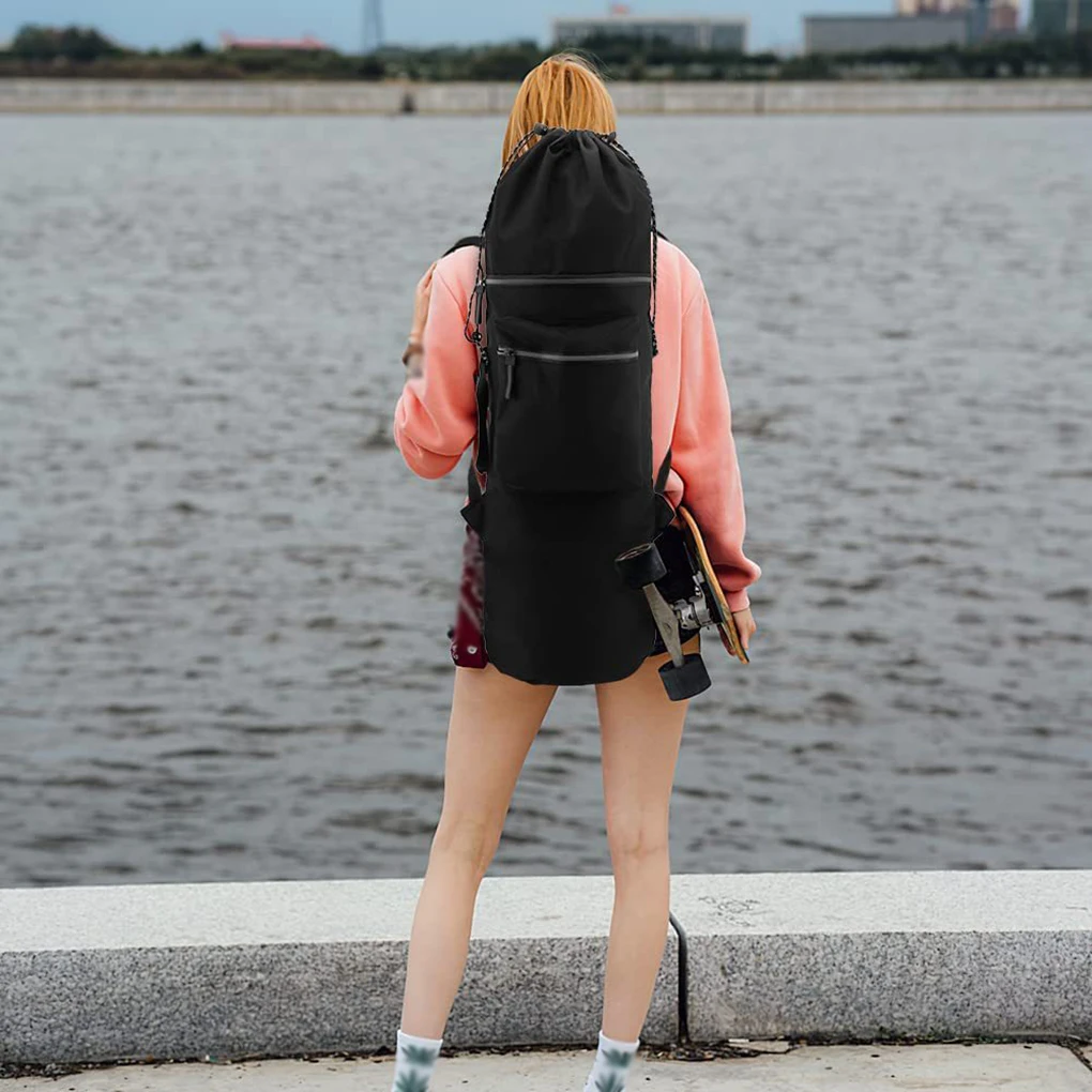 스케이트보드 가방 캠핑 여행 조절 가능한 접이식 스케이트 보드 파우치 옥스포드 천 배낭 야외 장비