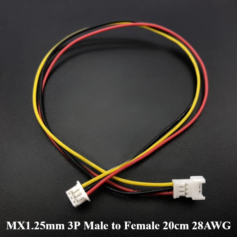 JST MX1.25 MX 1.25mm 와이어 케이블 커넥터, 1.25mm 피치 플러그, 20cm 와이어 길이 28AWG, 2 핀, 3 핀, 4 핀, 5/6 핀, 로트당 5 개, 10 개, 30 개, 50 개