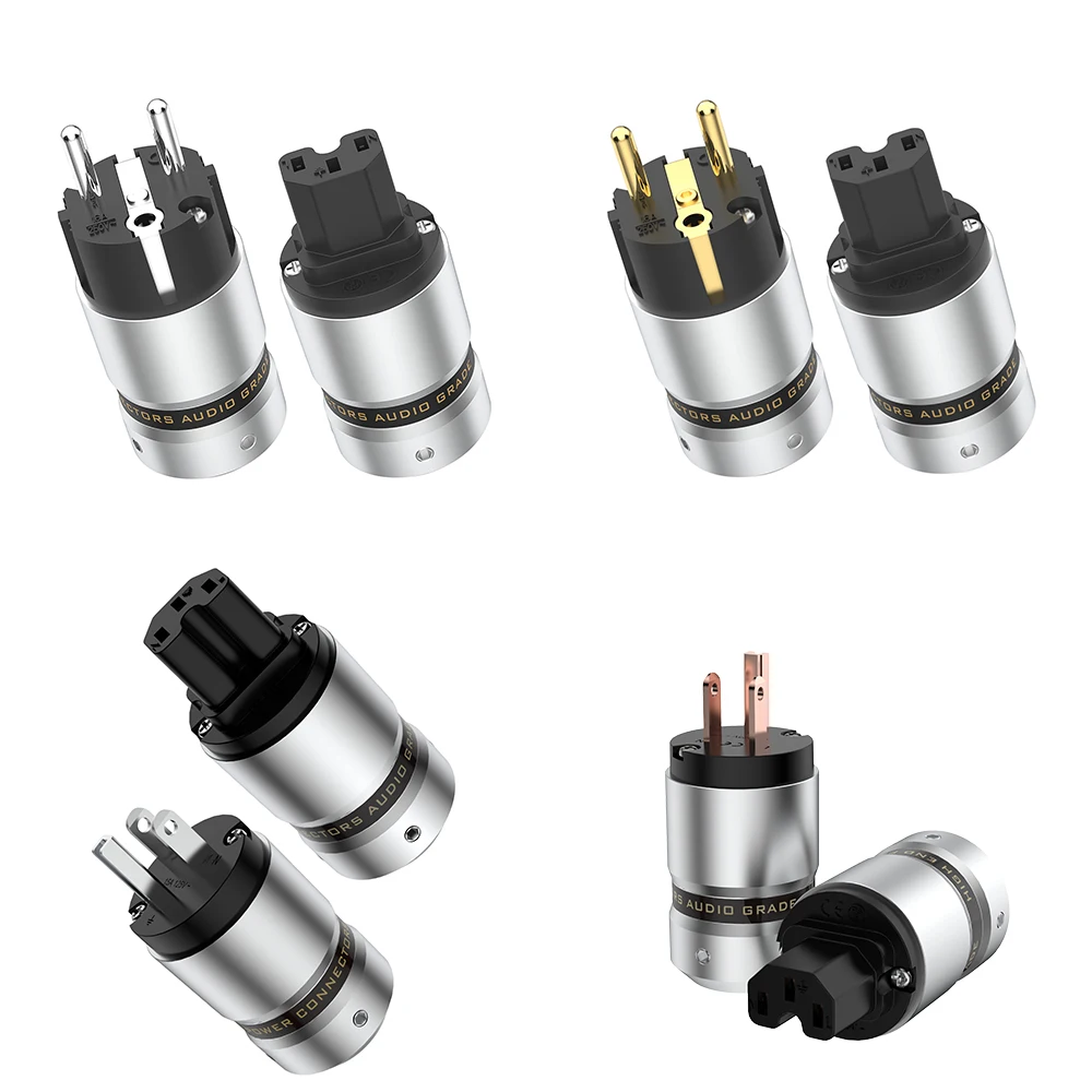 Hifi AudioPhile EU Schuko Power Plug Euro 2-pin & IEC-C15 Connectors 3-pin U.S Mains Connector