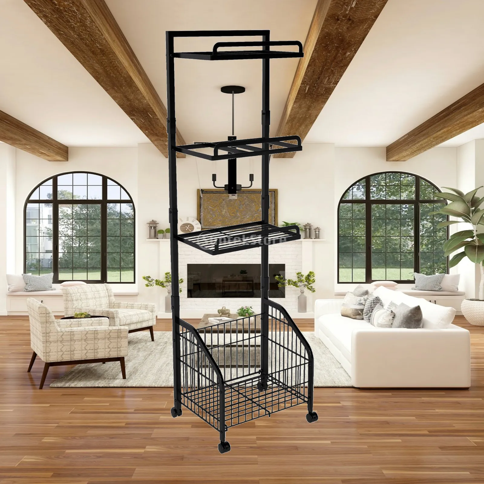 Indoor Basketball Rack Ball Storage Shelf for Sports Gear Badminton Toys