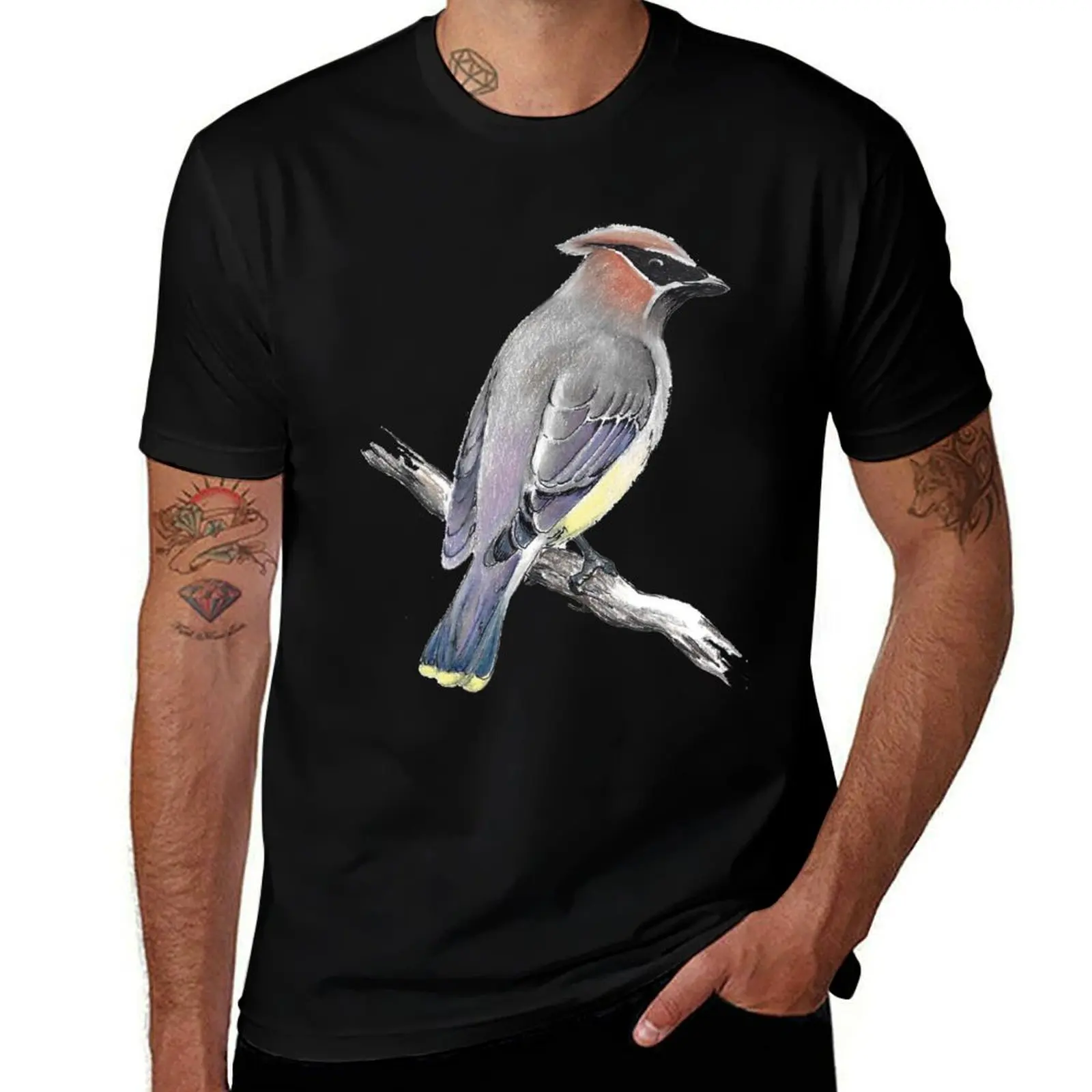 Cedar Waxwing T-Shirt Work Utility Casual Tee Shirt T-Shirt