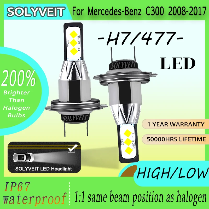 

H7 Clear Beam Wide Illumination Range LED Headlight For Mercedes-Benz C300 2008 2009 2010 2011 2012 2013 2014 2015 2016 2017