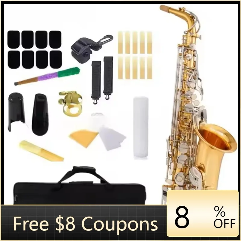 STLF Professional play of brass flat B key alto saxophone, saxophone wind instruments for adult beginners