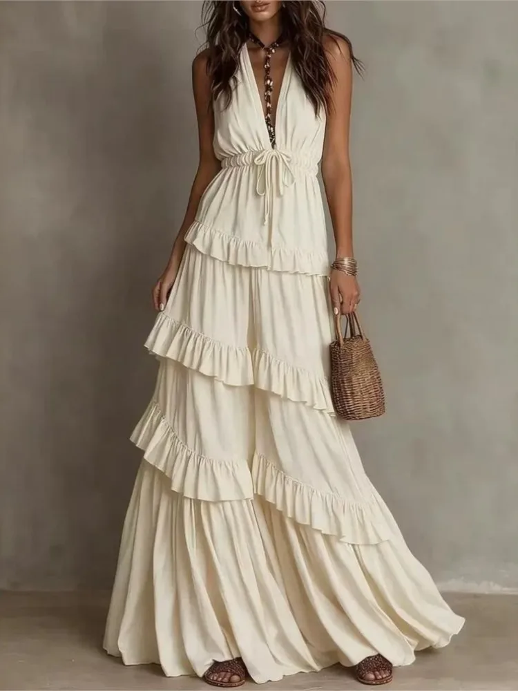 Multi Level Sleeveless Design Camisole Cake Skirt 2026 Spring And Summer New Fashionable And Dynamic Women's Party Dress