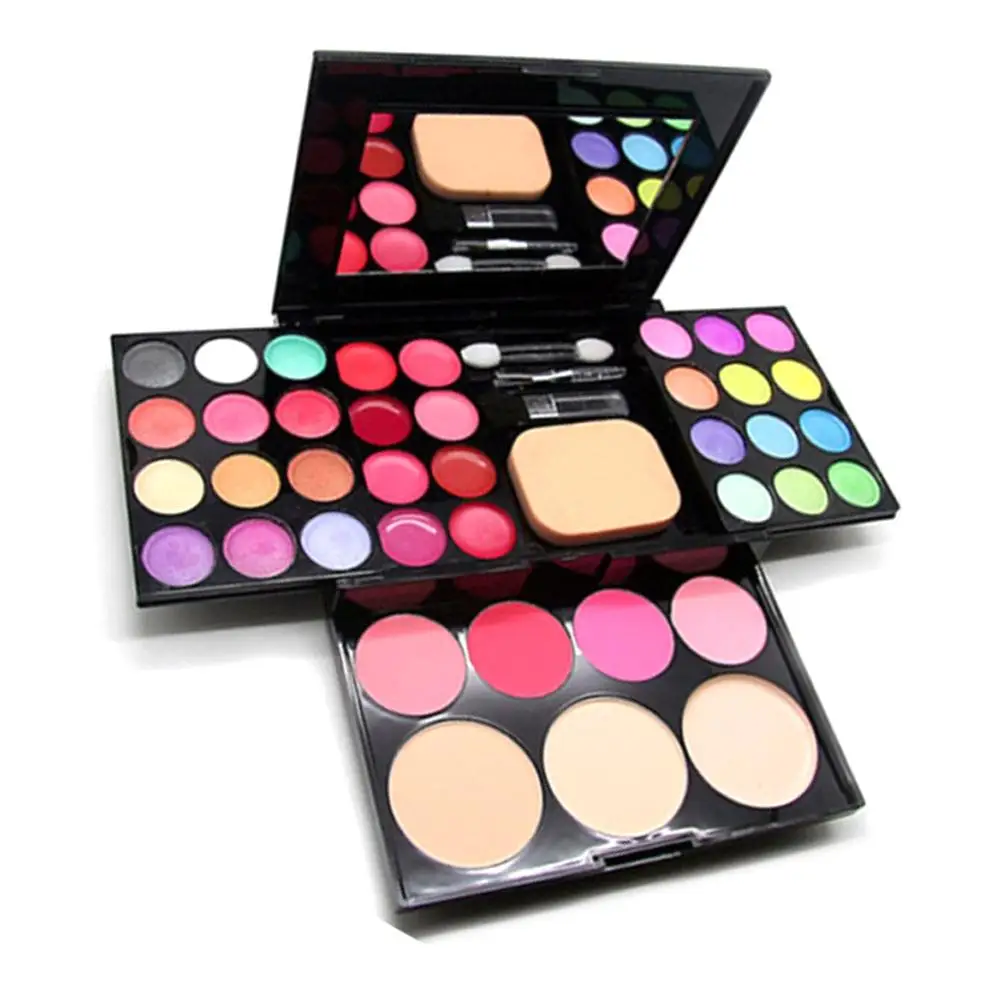 Set Box Maquiagem Profissional, Matte Glitter Paleta, Blush, Pó Multi-funcional, Sombra, Caso Cosmético, P2C3, 39 cores