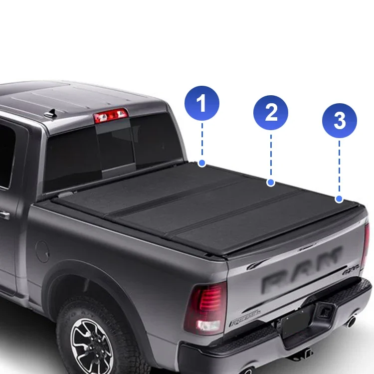 

High Quality Pickup Truck Accessories Retractable Hard Tri Fold Truck Bed Covers Tonneau Cover For Ford F150 Ranger T6 T7 T8