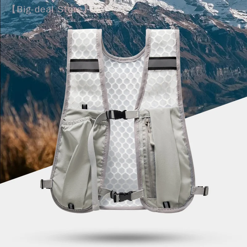 Picture 7: Running Vest With Multiple Pocket Lightweight Reflective Hydration Backpack Breathable Material Vest For Climbing Hiking Camping
