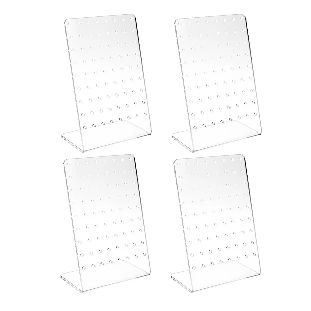 

4Pcs 72 Holes Earring Holder Organizer for Necklace Display Stand Multifunctional Transparent Space Saving