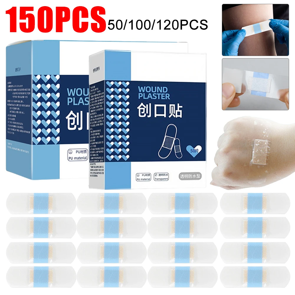 

50-150PCS Waterproof Band-Aids Medical Patch Transparent Wound Adhesive Bandages Dustproof Breathable First Band Aid Adhesive