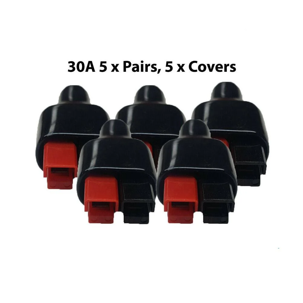 5 pares de conectores de 30amp, 600v, capas de borracha preta em pvc, capas protetoras contra poeira, mangas de terminais para equipamentos elétricos