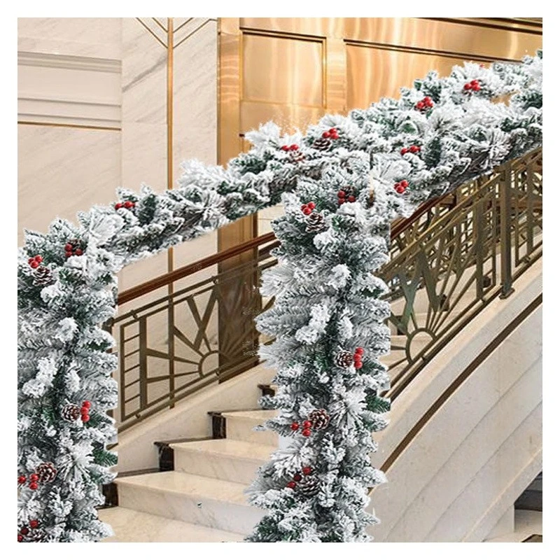 Hot selling 2.7-meter Christmas decoration rattan with plush falling snow high aesthetic value snow scenery Christmas rattan