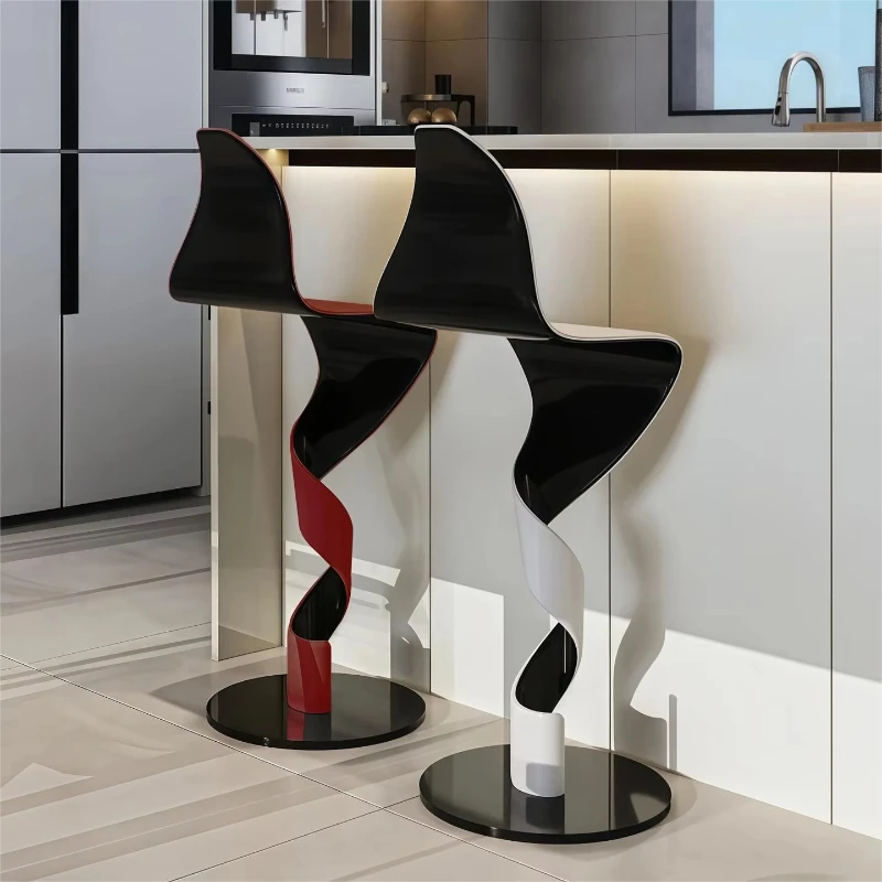 

Designer Commercial Modern Art Personalized High Stool Front Desk Single Stainless Steel Backrest Leisure Bar Furniture