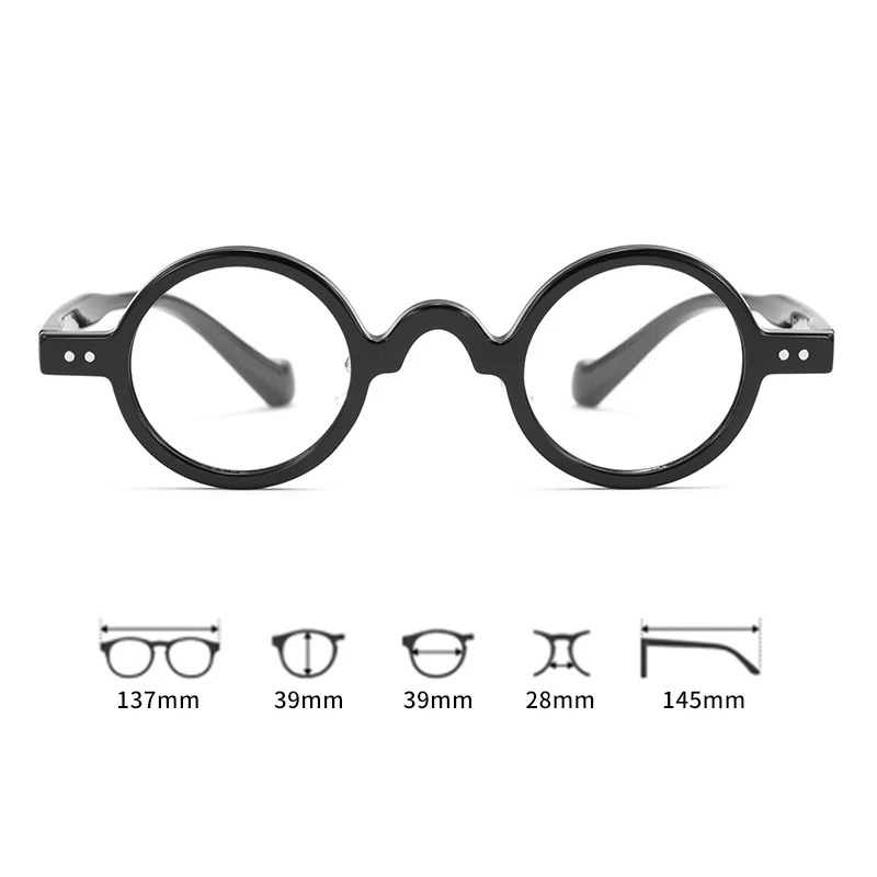 

Small Round Myopia Glasses Men Women Vintage Black Prescription Eyeglasses Frame Male Anti Blue Light Reading Glasses 75 175 325