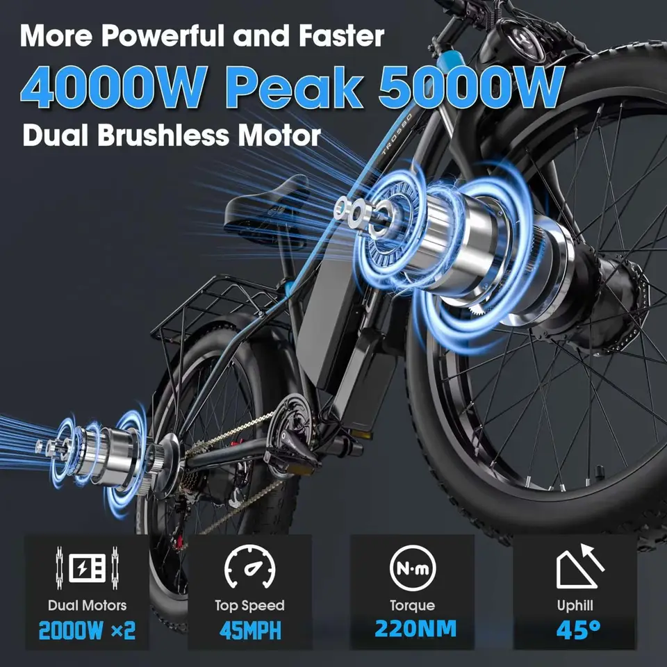 Electric bike G7 4000W large motor 52V32AH battery mountain electric bicycle 65 km/h 26-inch tire all-terrain off-road e-bike image 6