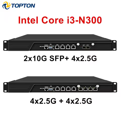 Topton 1U Rack Firewall Appliance Intel Core i3-N300 2x10G SFP+ 4x i226-V 2.5G LANs DDR5 mSATA Mini PC VPN Gateway Home Server