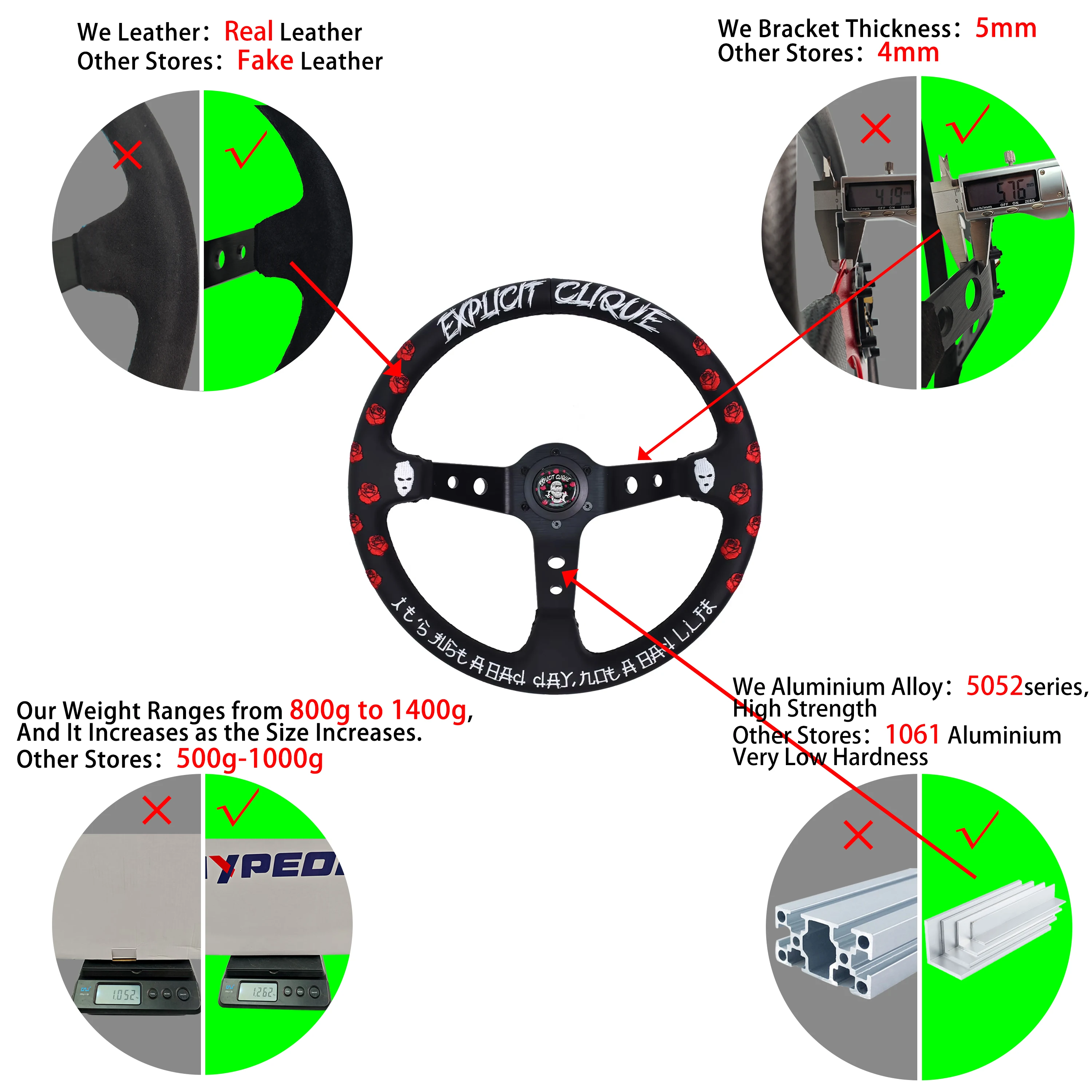 Jdm Style Customizable Style Embroidery Rose Steering Wheel like Hks Vertex Likesise Style Drift Japanese Wheels