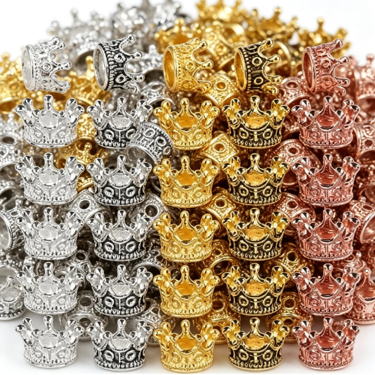 30Pcs Tiny Alloy Crown Ornaments in Vintage Style, Ideal Decor Set for Architectural Models, Home Craft Projects ZSY