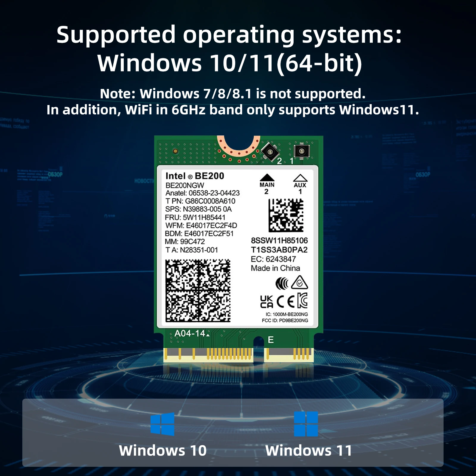 Imagem -06 - Ngw Cartão Wifi Bluetooth 5.4 Tri-band 2.4ghz 5ghz 6ghz Módulo Wi-fi para Laptop M.2 Ngff Windows 10 11 64 Bit Intel-be200