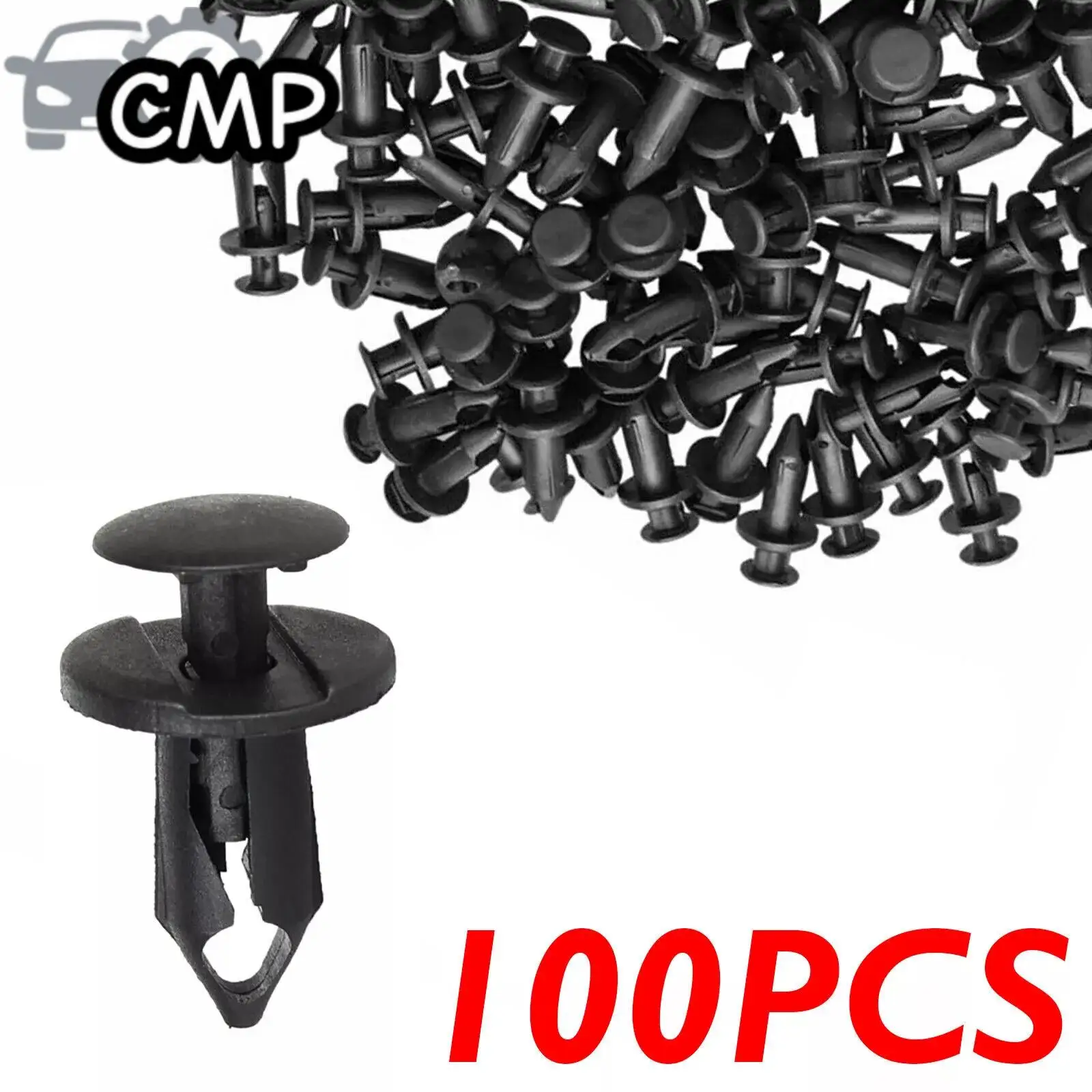 100pcs/lot 8mm Hole Plastic Rivet Car Bumper Clips Fender Push in Fastener Rivets Automotive External Maintenance Fixed Parts