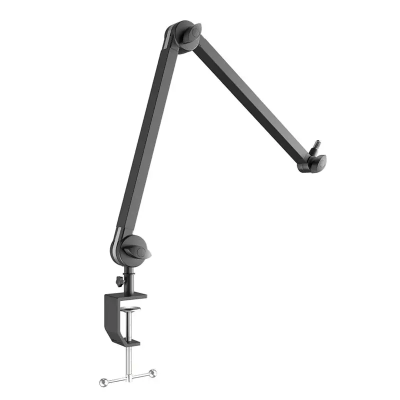 B04C-Desktop Mounted Microphone Boom With Scissors Shaped Foldable Stand And Cable Management Channel