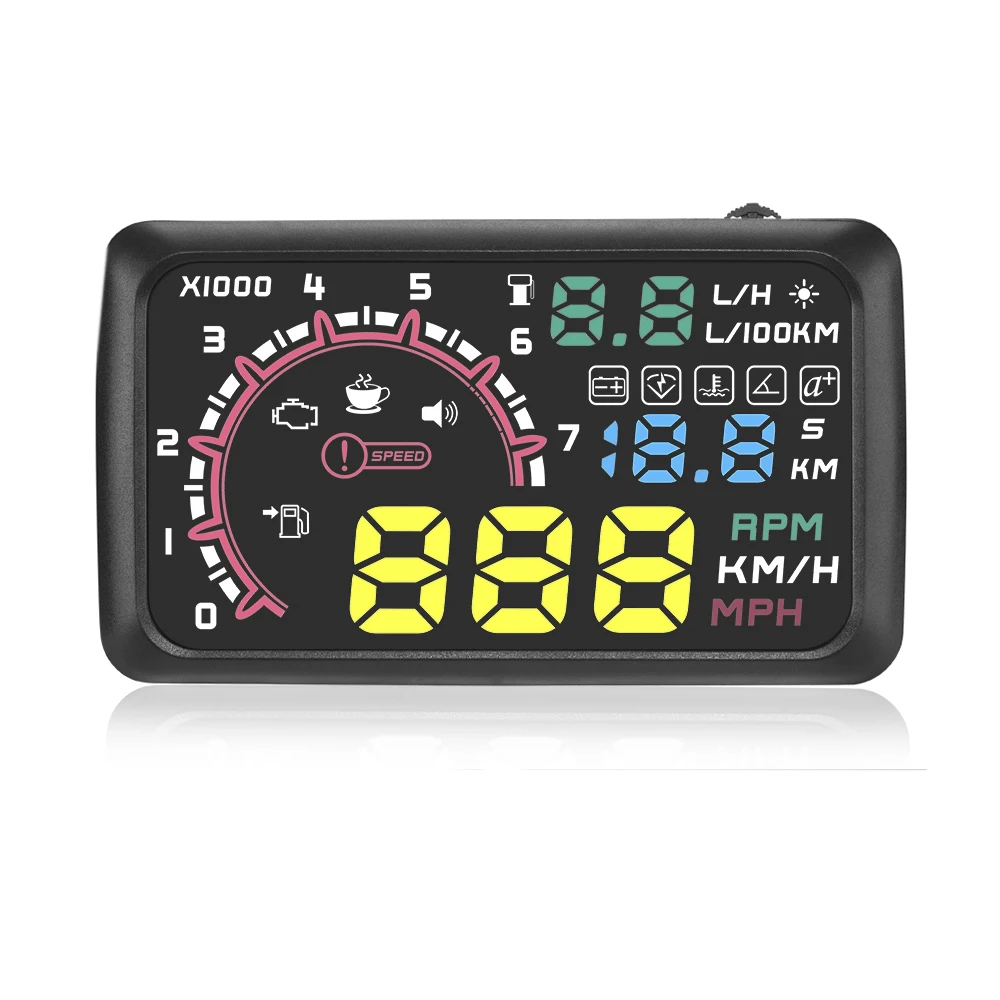 

Multi-Function Car 5.5 Inch Hud Head Up Display Speeding Fuel Warning Windshield Projector System With Obd2-AD39