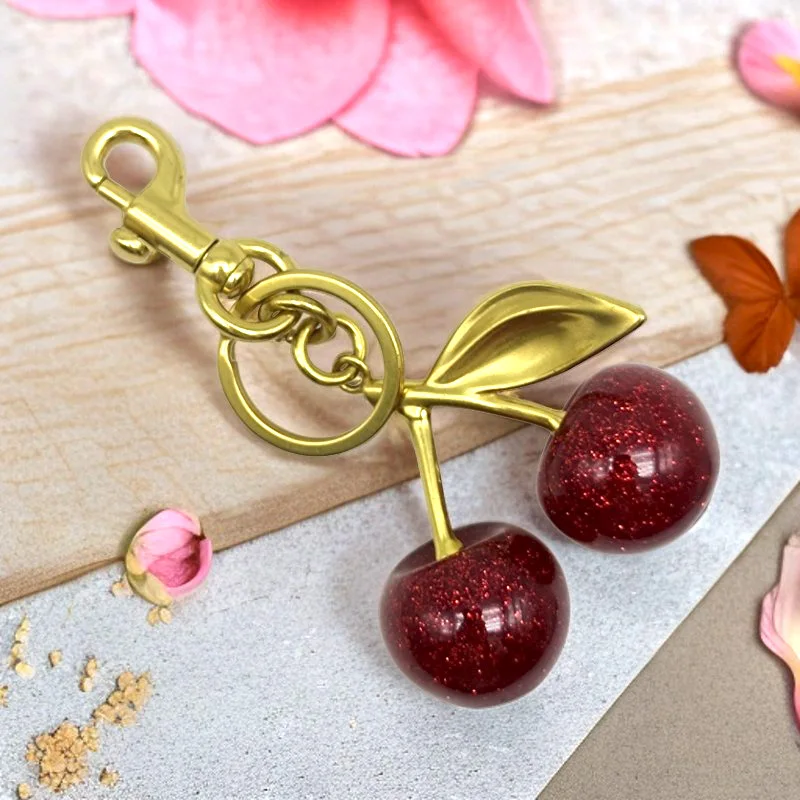 Cherry Charm Handbag Pendant Keychain for Women\'s Exquisite Internet-famous Crystal Cherry Bag Accessories High-Grade Pendant