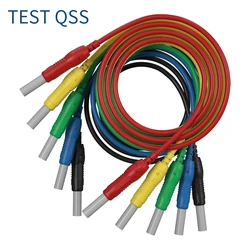 QSS 5PCS 4MM Retractable Safety Banana Plug to Banana Plug Test Lead 1M Nickel Plated Copper Banana Plug Q.70019