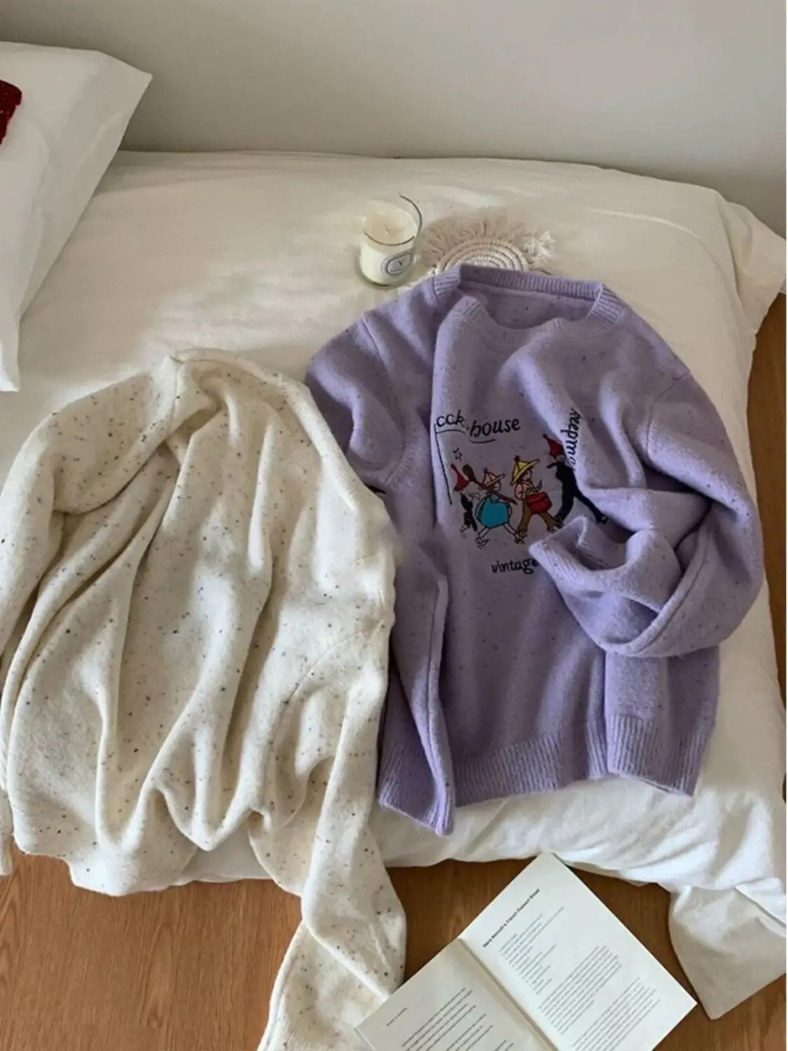 Women’s Cartoon Knit Sweater - Loose Long Sleeve Pullover