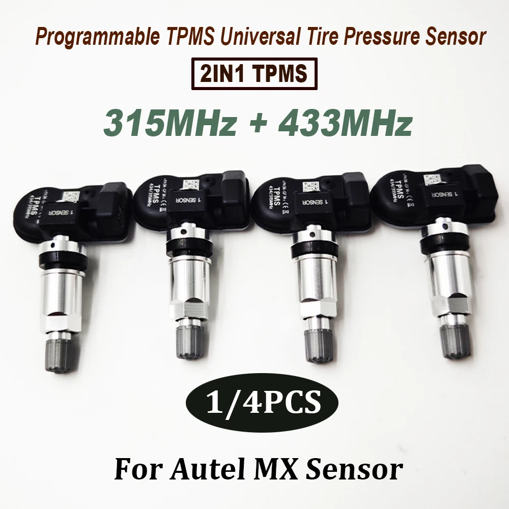 1/4PCS 2 in1 TPMS Sensor Universal 433MHz 315MHz Tire Repair Tools Scanner Programmable for Autel MX Sensor TS408 TS608 TS601