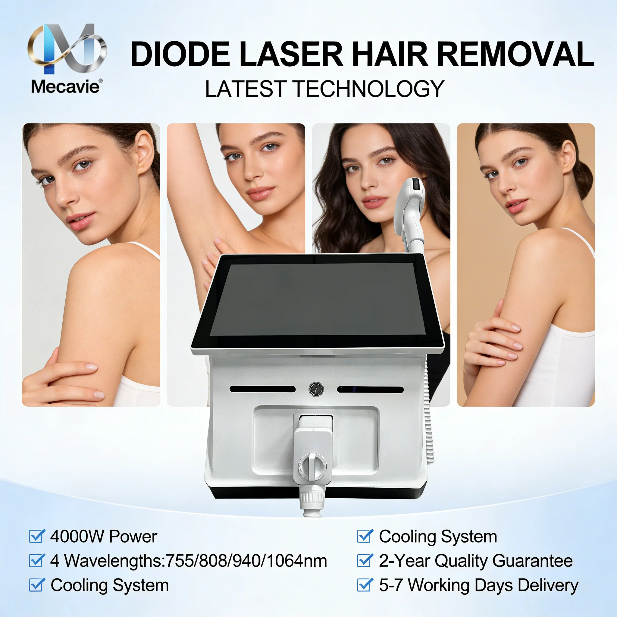 

Новейший аппарат для удаления волос Soprano ICE Platinum Titanium 808 нм, диодный, 4 длины волны (755, 808, 940, 1064 нм), 4000 Вт, модель 2026 года