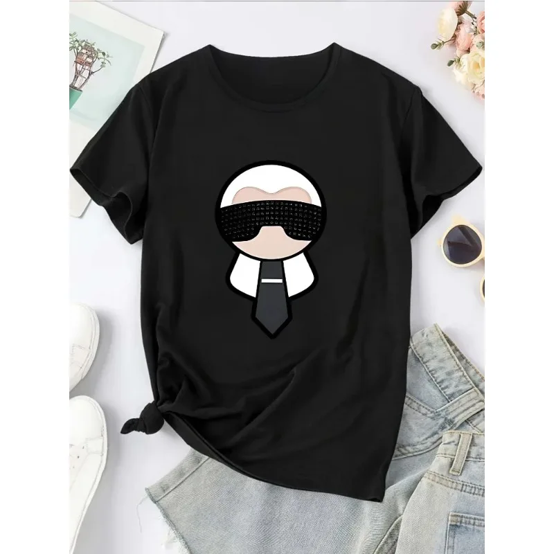 Cotton Breathable Children's T-shirt Cartoon Art Letter Printed Parent Child Wear Men's and Women's Casual Short Sleeves