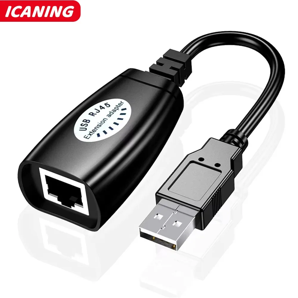 1pair USB to RJ45 LAN Cable Extension Adapter Extender Over Cat5 RJ45 Cat6 Patch Cord Black Networking Accessories image 6