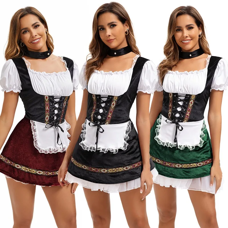 Frau Oktoberfest Kostüm für deutsche bayerische traditionelle Outfit Bier Dirndl Kleid Halloween Karneval Festivals Party Bühne Perf