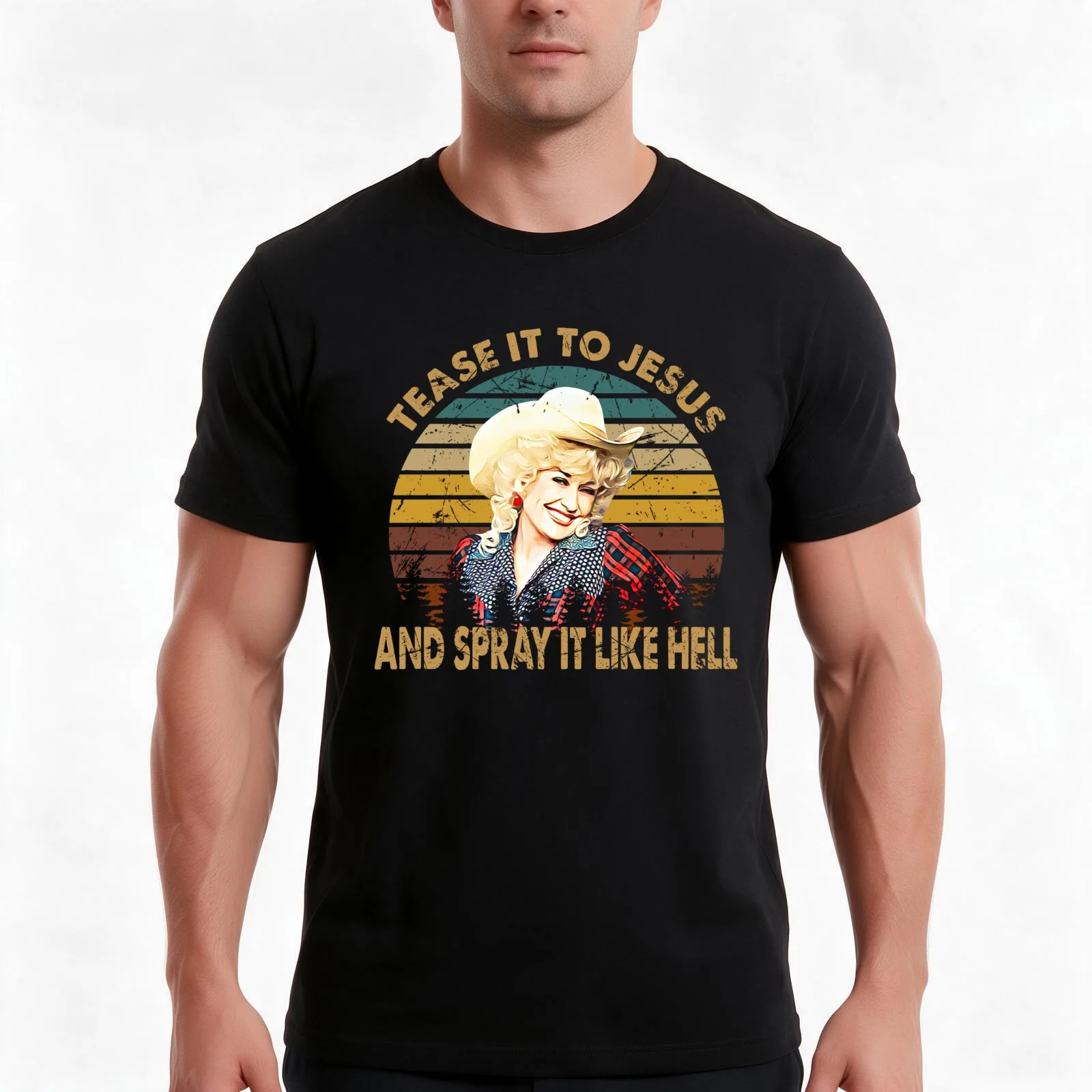 Vintage Dolly Shirts Parton Tease It To Jesus And Spray It Like Hell T-Shirt Summer Casual Cotton Tee Vintage Graphic Print