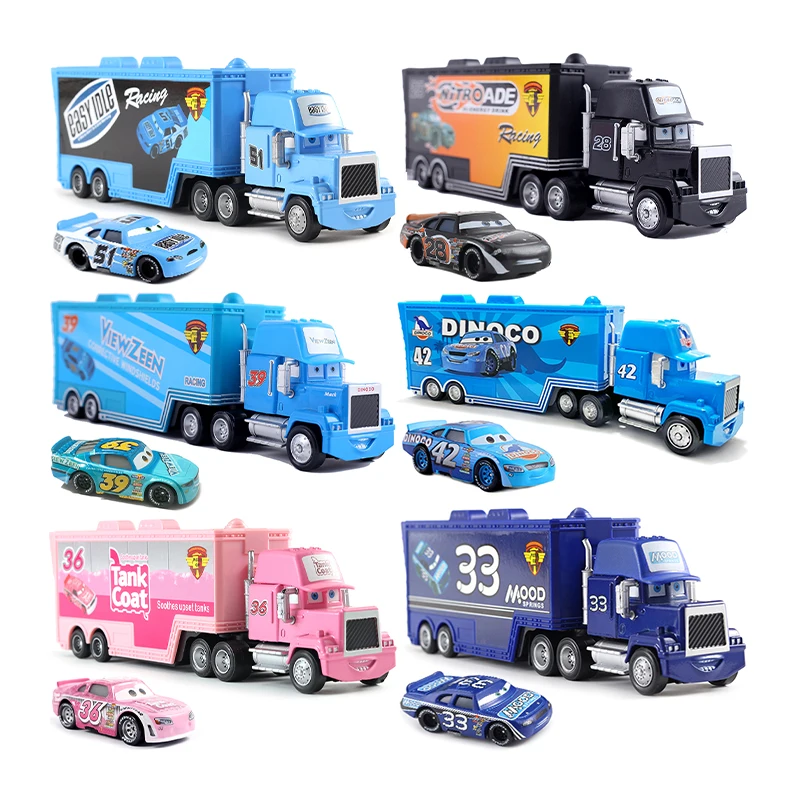 Disney Pixar Cars Mack Truck Cruze Ramirez 51 Dinoco 42 Rennspielzeug 1:55 Druckguss-Tankmantel 36 Automodell WIEWZEEN 39 Kindergeschenk