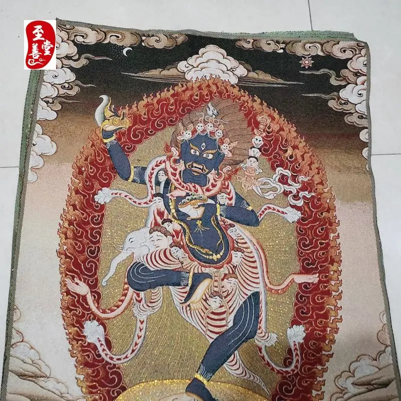 Tibet Tibetan Cloth Silk Black Wrathful Dakini Thangka Tangka Embroidery Painting Embroidery Hanging Pictures