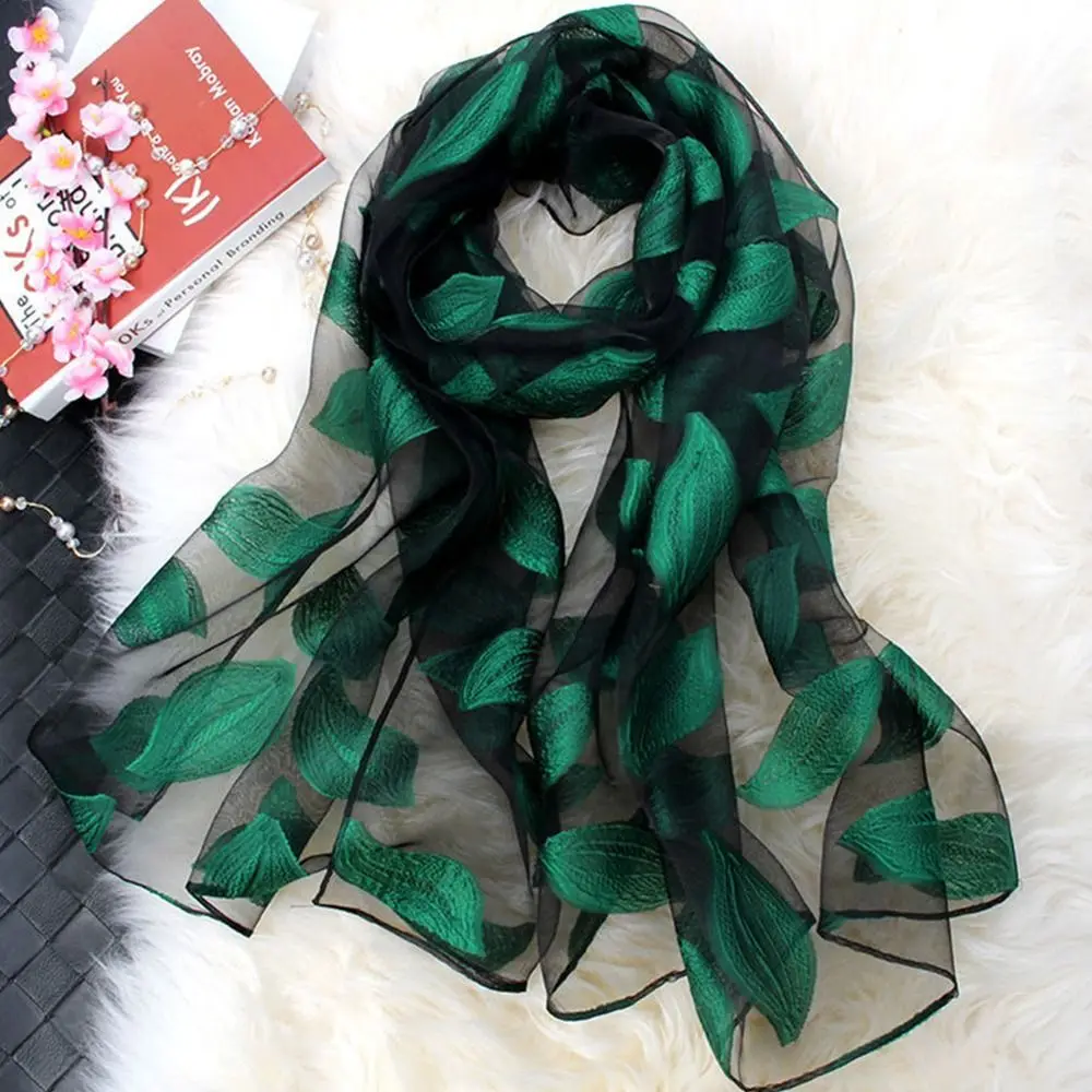 Soft Summer Lightweight Silk Scarf Soft Breathable Shawls Organza Gauze Sheer Wrap Women