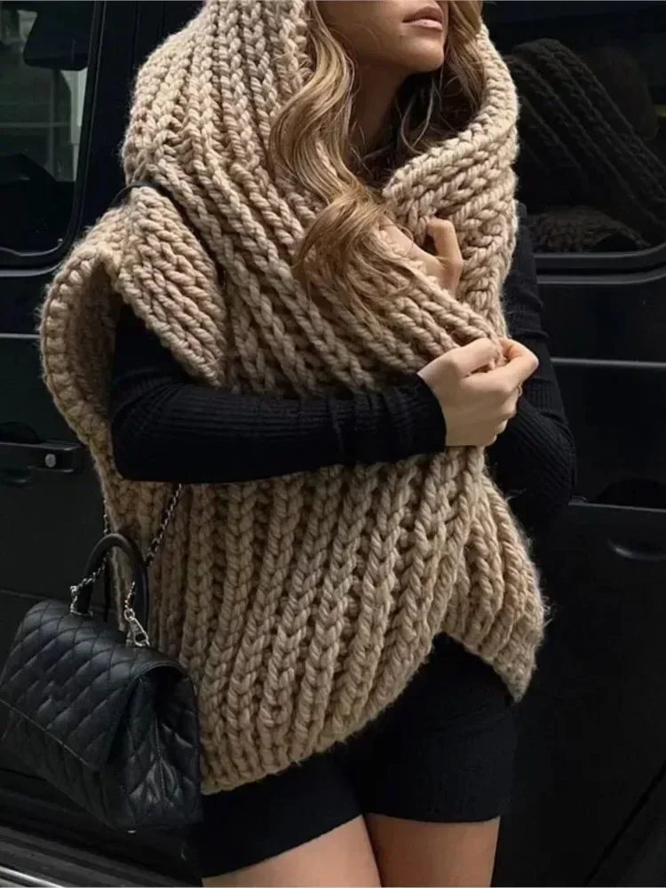 Women elegant Solid Hooded Loose Knit Cardigan Sweater Fashion Elegant Sleeveless Vest  Autumn Office Ladies Commute Streetwear