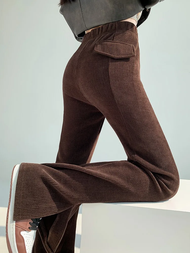 2023 Women High Waist Pants Autumn Winter New Casual Solid Elastic Waist Harem Pants Full Length Wide Leg Trousers