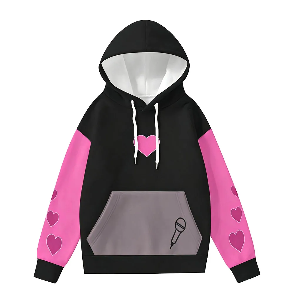 Undertale Mettaton Cosplay Hoodies Mikrofon SHOWTIME Schriftzug Grafik Sweatshirt Langarm Unisex Kapuzenpullover Herrenbekleidung – Detail 3