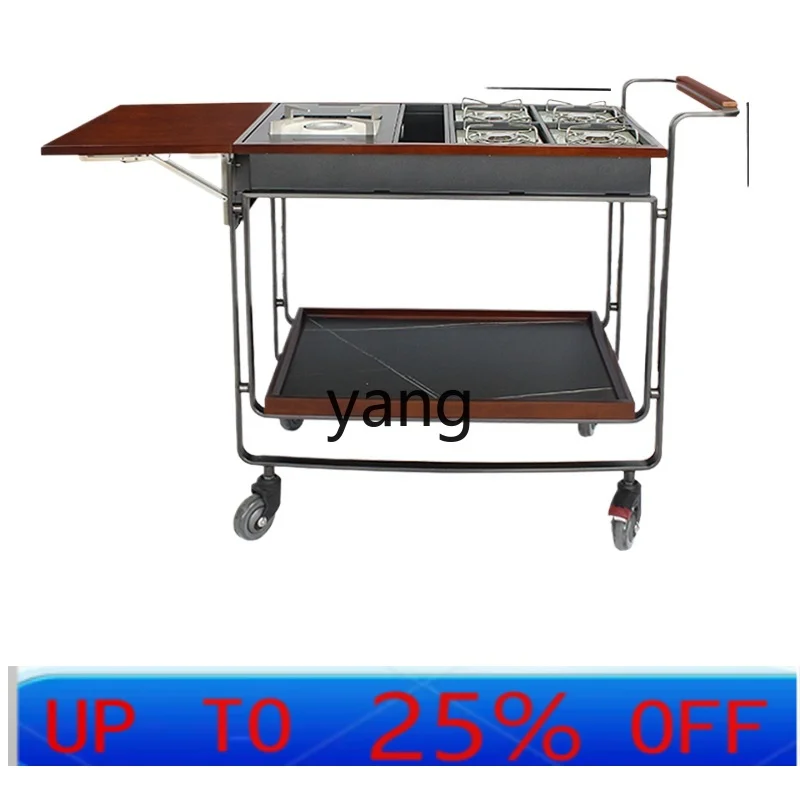 LH South Portable Gas Stove Cooking Cart Hotel Restaurant Mobile Solid Wood Cooking Hall Car Making