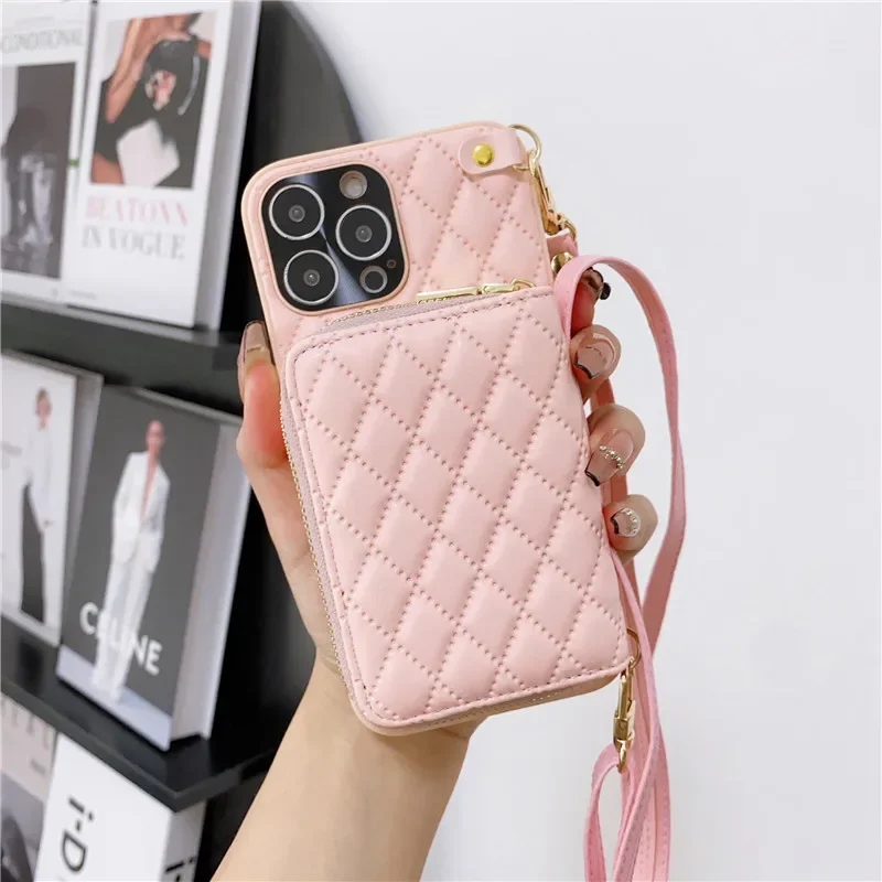 Etui na telefon z paskiem na ramię Crossbody do iPhone 14 15 Pro Max 13 12 11 X XR X posiadacz karty na zamek błyskawiczny torebka skórzana okładka